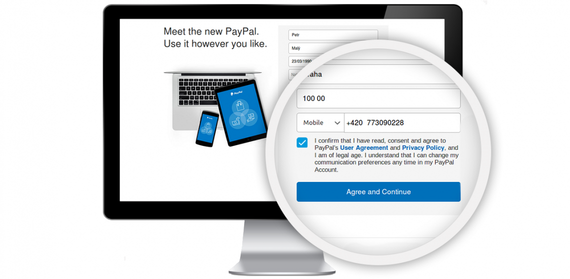 Jak platit přes PayPal: Registrace 3