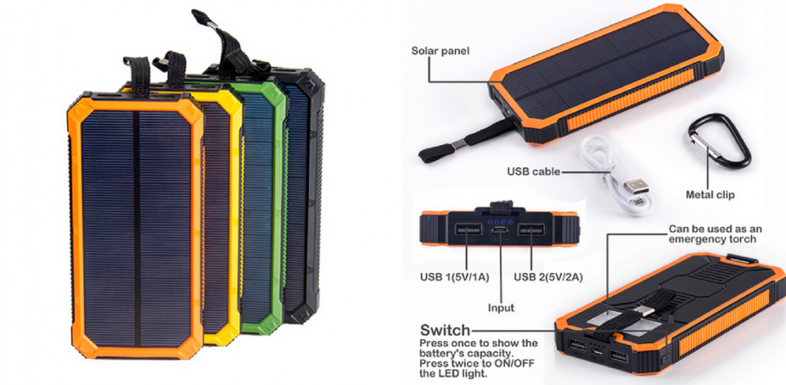 Voděodolná solární nabíječka na mobil