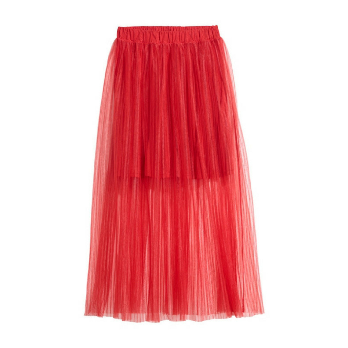 H&M červená plizovaná sukně